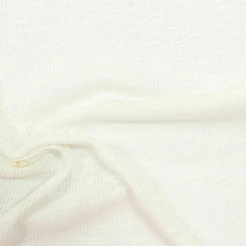 Slub Viscose Polyester Rib Knit Fabric, 154 gsm, 147 cm — White