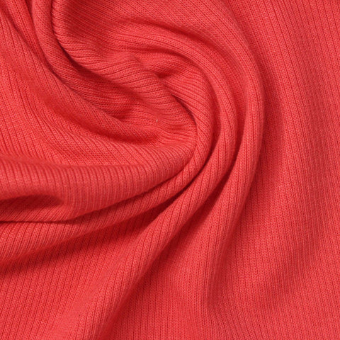 Viscose Stretch Rib Knit Fabric, 300 gsm, 120 cm — Red