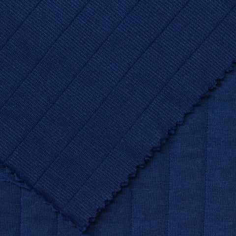 Deep Blue Stripe Scuba Knit, Polyester