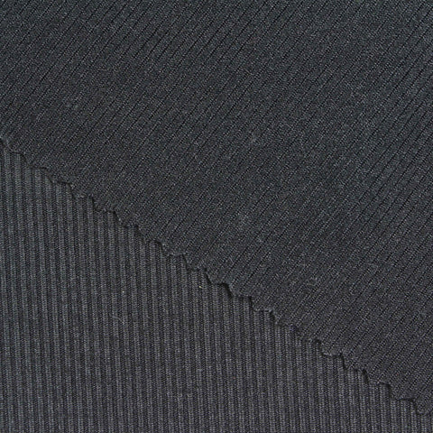Polyester Stretch Rib Knit Fabric, 310 gsm, 127 cm — Black
