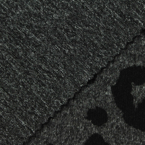 Black Leopard Chunky Knit, Polyester, 240 gsm