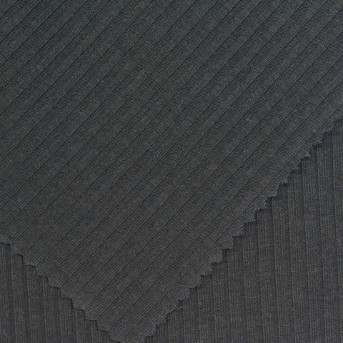 Polyester Cotton Rib Knit Fabric, 200 gsm, 145 cm — Grey