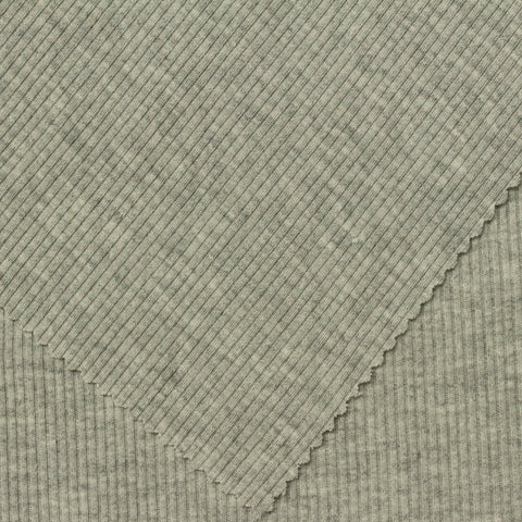 Heather Grey Marl Rib Knit, Poly-Cotton, 349 gsm