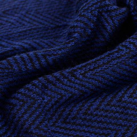 Blue Chevron Chunky Knit, Viscose-Poly