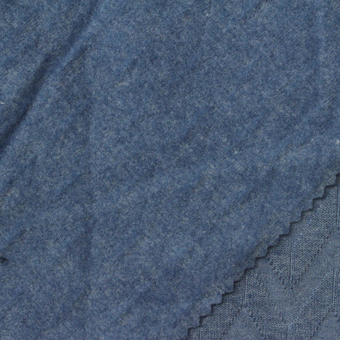 Blue Tone-on-Tone Chevron Pointelle Knit, Poly-Viscose