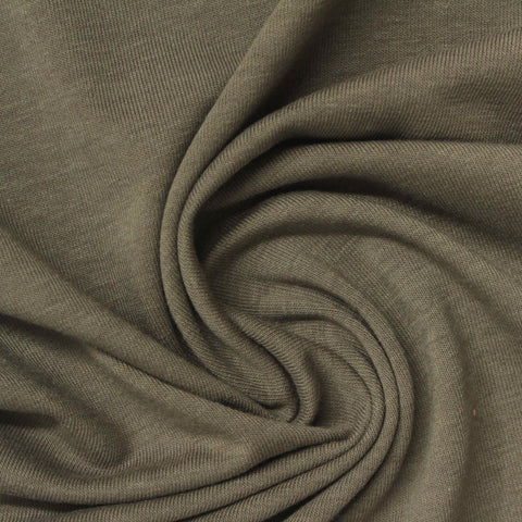 Olive Marl Jersey Knit, Poly-Cotton, 171 gsm