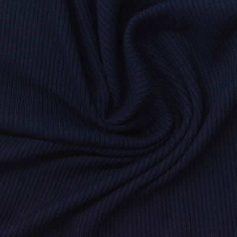 Dark Navy Ribbed Rib Knit, Viscose