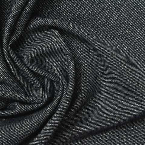 Polyester Viscose Metallic Stretch Jersey Knit Fabric, 180 gsm, 152 cm — Navy