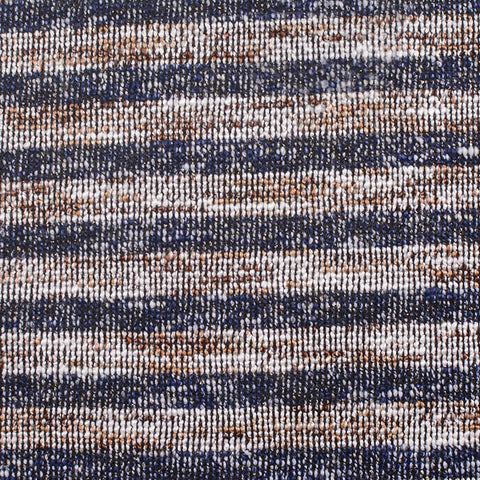 Dark Blue Horizontal-Stripe Chunky Knit, Poly-Viscose, 398 gsm