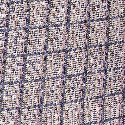 Plaid Polyester Viscose Metallic Interlock Knit Fabric, 459 gsm, 170 cm — Grey
