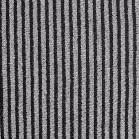 Black Vertical-Stripe Rib Knit, Viscose, 173 gsm
