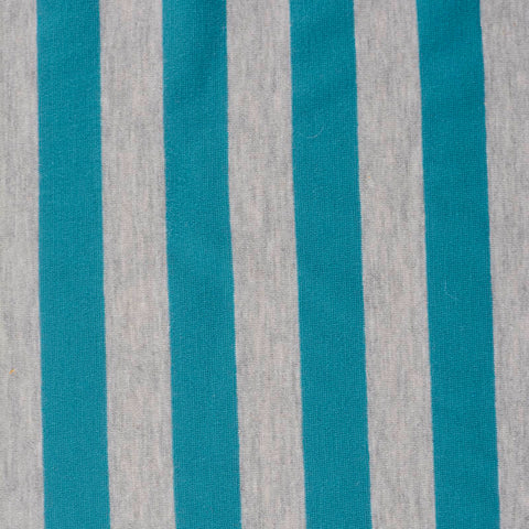 Teal Vertical-Stripe Jersey Knit, Poly-Cotton