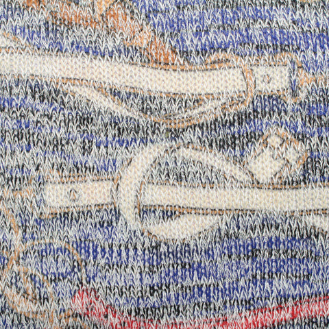 Blue Abstract Chunky Knit, Viscose-Poly