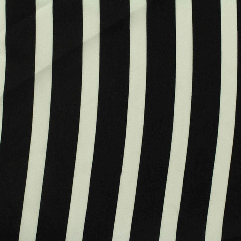 Black Vertical-Stripe Chiffon, Polyester, 100 gsm