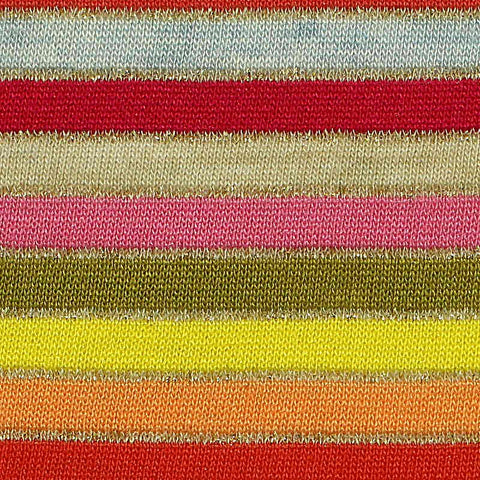 Multicolor Horizontal-Stripe Jersey Knit, Viscose-Poly