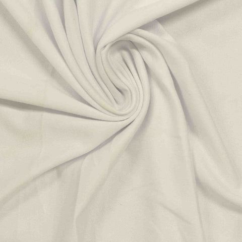 Brushed Polyester Stretch Jersey Knit Fabric, 135 gsm, 152 cm — White