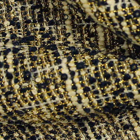 Polyester Cotton Metallic Chunky Knit Fabric, 195 gsm, 160 cm — Brown, ref EF-205500