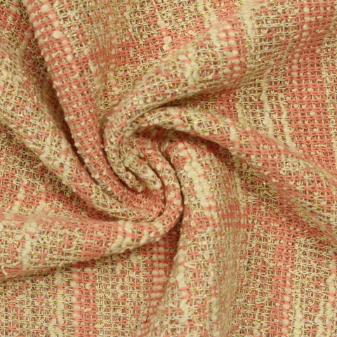 Pink Check Chunky Knit, Poly-Cotton