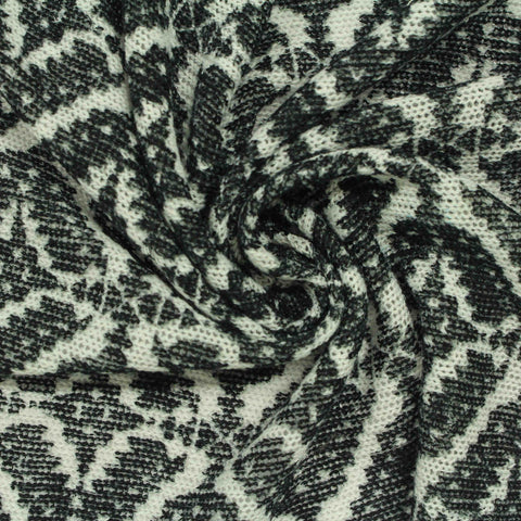 Jacquard Polyester Stretch Chunky Knit Fabric, 150 gsm, 150 cm — Grey