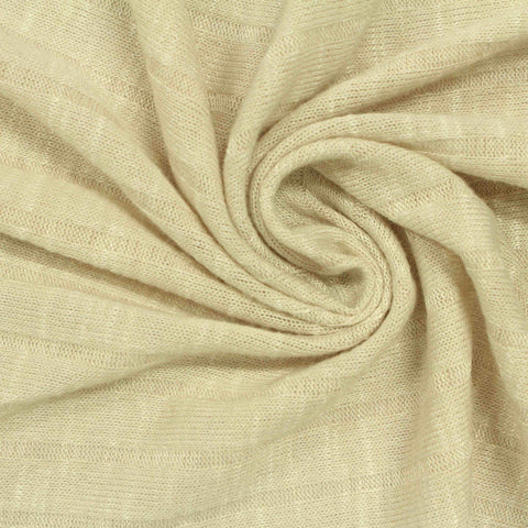 Viscose Polyester Stretch Rib Knit Fabric, 215 gsm, 160 cm — Beige