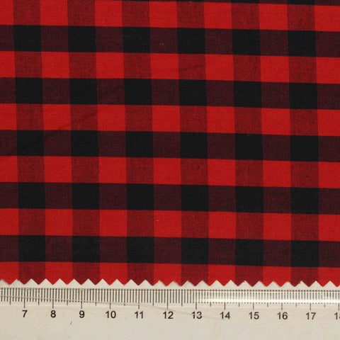 Red Check Poplin, Cotton, 145 cm, ref EF-206220