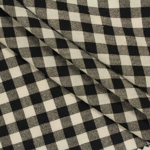 Black Check Seersucker, Cotton-Poly