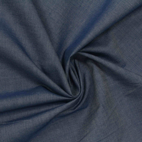 100% Cotton Chambray Fabric, 109 gsm, 145 cm — Navy