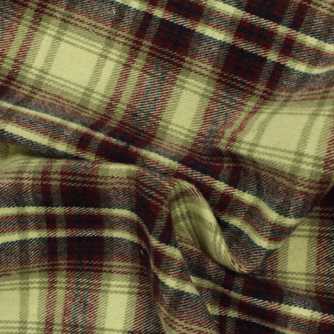 Burgundy Bold-Plaid Twill, Cotton