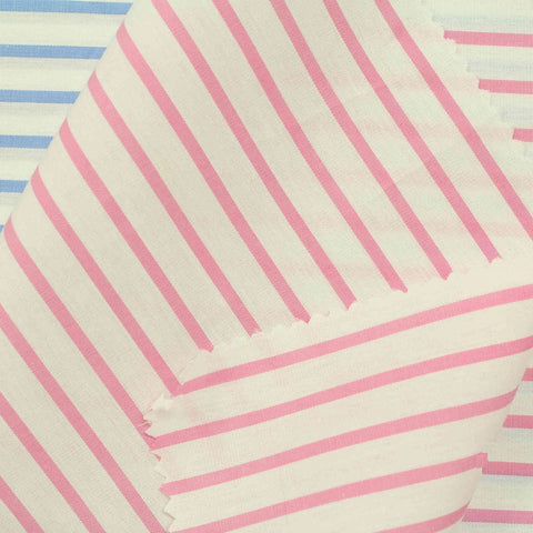 Pink Diagonal-Stripe Poplin, Cotton