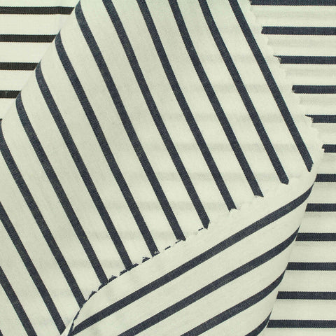 Navy Vertical-Stripe Poplin, Cotton