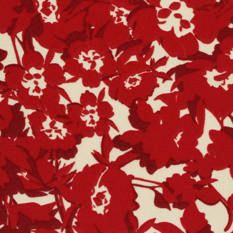 Red Floral Twill, Polyester, 165 gsm