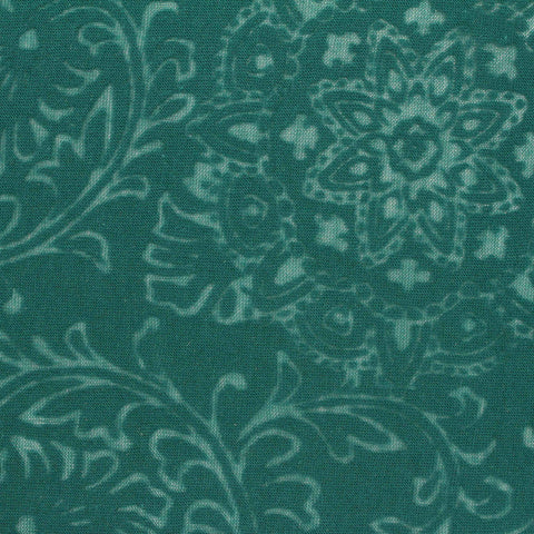 Teal Floral Jacquard, Poly-Viscose