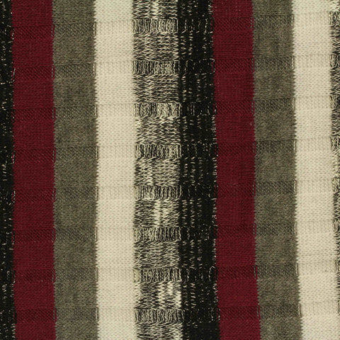 Red Vertical-Stripe Rib Knit, Polyester