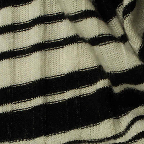 Black Horizontal-Stripe Rib Knit, Viscose-Poly, 190 gsm, 165 cm