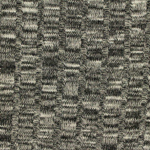 Black Marl Rib Knit, Poly-Viscose, 185 gsm, 140 cm