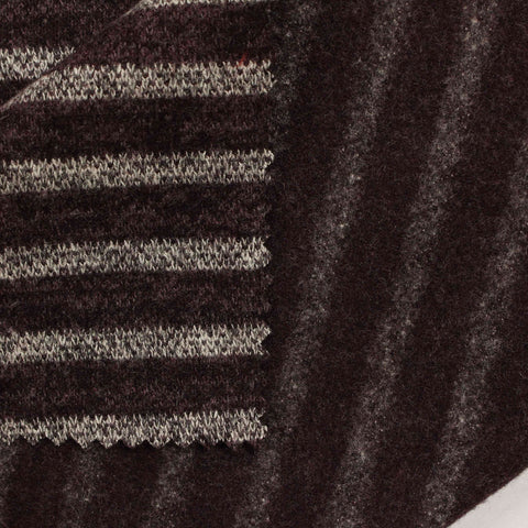 Dark Brown Horizontal-Stripe Knit, Poly-Viscose, 253 gsm