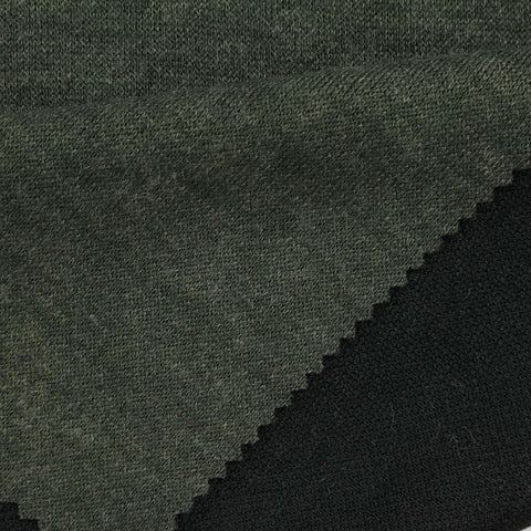 Dark Olive Marl Scuba Knit, Polyester, 422 gsm