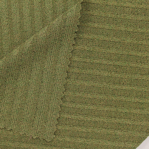Green Marl Rib Knit, Poly-Viscose