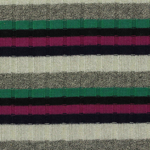 Grey Horizontal-Stripe Rib Knit, Polyester