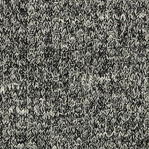 Black Heathered-Marl Rib Knit, Poly-Viscose, 250 gsm, 165 cm