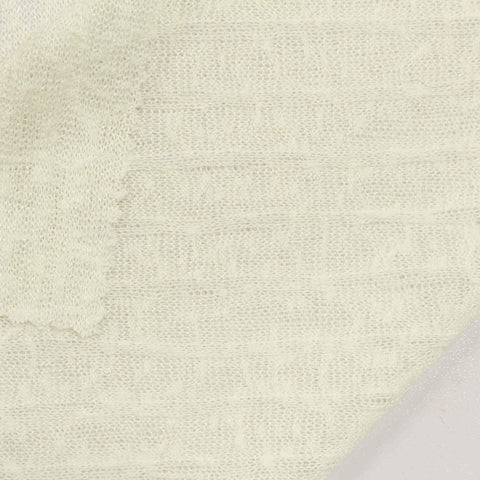 Cream Horizontal-Band Rib Knit, Polyester