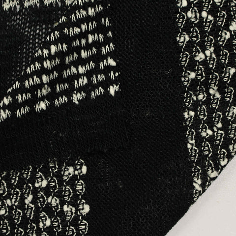 White Abstract Chunky Knit, Viscose-Poly
