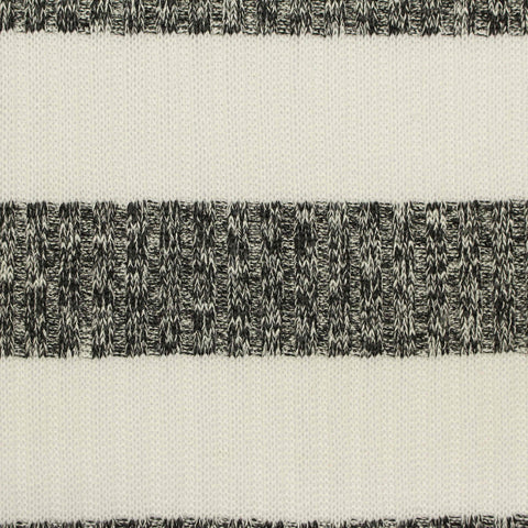 Off-White Horizontal-Stripe Rib Knit, Poly-Viscose, 220 gsm