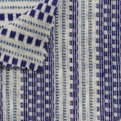 Blue Checks Knit, Poly-Viscose