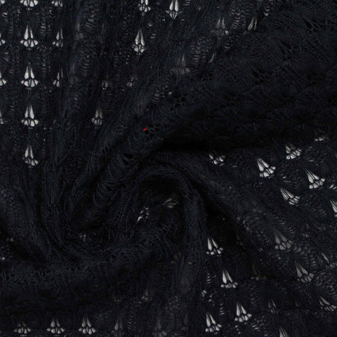 Jacquard Polyester Stretch Knit Fabric, 183 gsm, 157 cm — Black