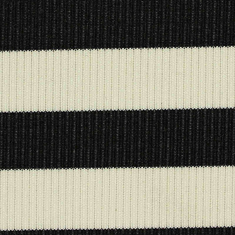 Black Horizontal-Stripe Rib Knit, Polyester, 290 gsm
