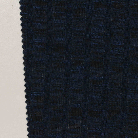 Dark Blue Marl Rib Knit, Viscose-Poly, 200 gsm