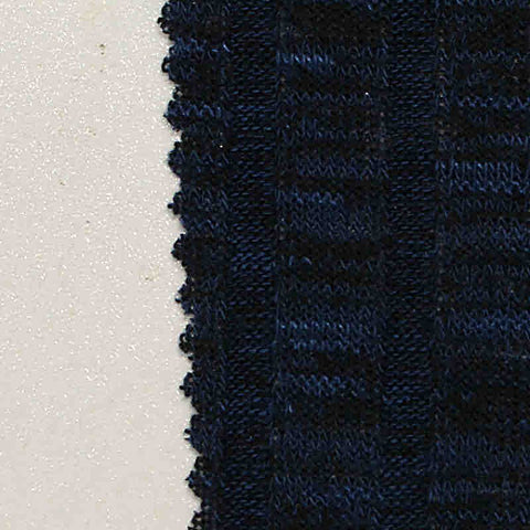 Dark Blue Marl Rib Knit, Viscose-Poly, 200 gsm