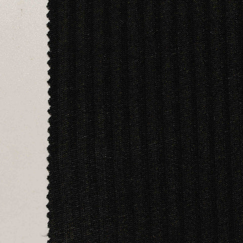 Polyester Stretch Rib Knit Fabric, 160 gsm, 125 cm — Black