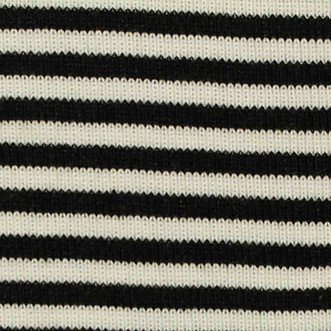 Black Horizontal-Stripe Rib Knit, Poly-Viscose, 240 gsm